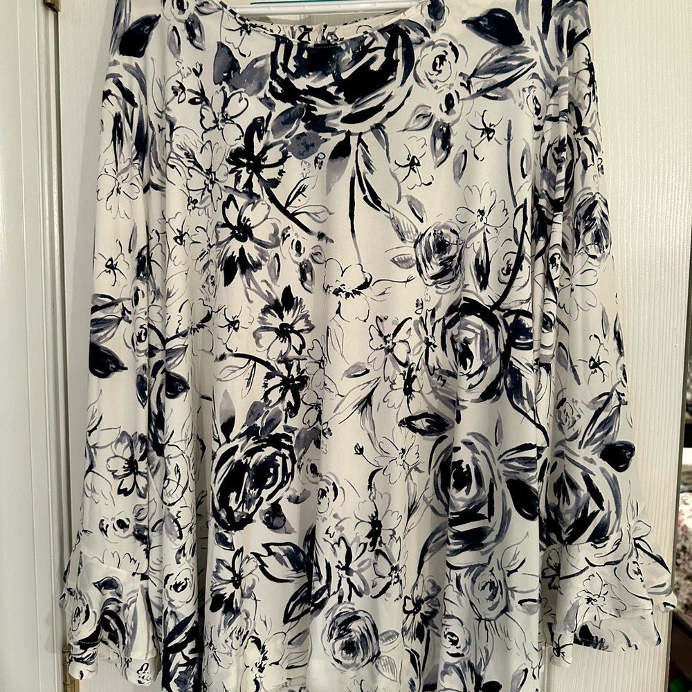 Karl Lagerfeld Black and White Floral Skater Skirt